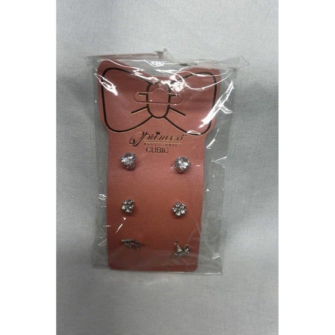 Princess Accessories Cubic Silver Earrings 3 Pack 9$